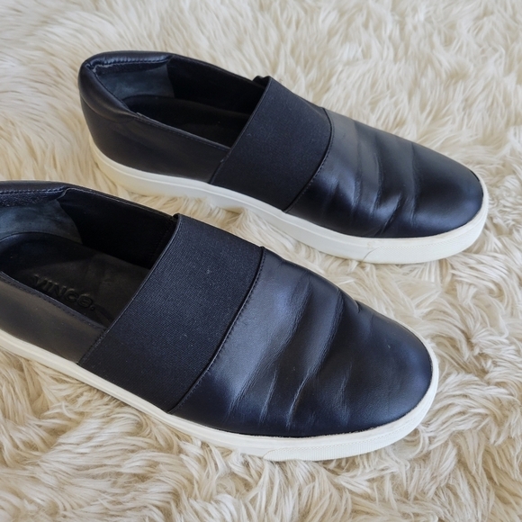 Vince Corbin Black Leather Slip On Loafer Sneaker Size 6.5 - Picture 3 of 10